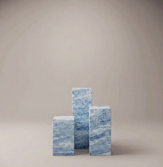 Aura Plinth in Carabica Blue marble